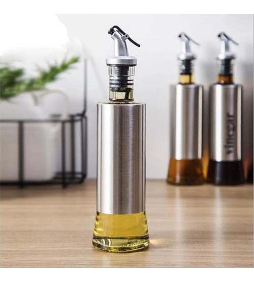 Kitchen Oil and Vinegar Bottle Olive Oil Dispenser Stainless Steel Protecting 350ml